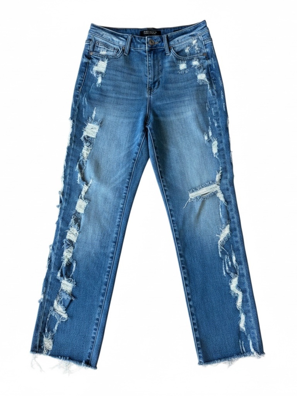 Just Blue High Rise Straight Distressed Jeans